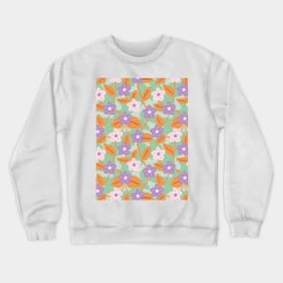 Wavy flower pattern in green and lavender Crewneck Sweatshirt